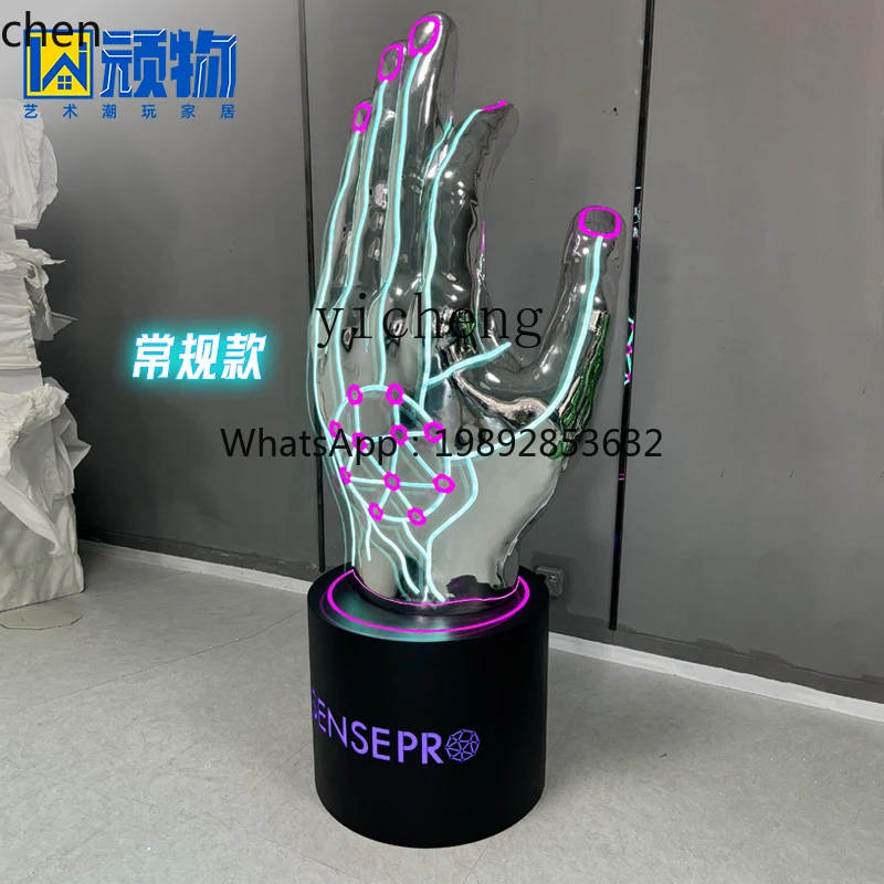 YFY   trendy cool luminous palm sculpture FRP shopping mall beautiful decoration ornament beautiful Chen device