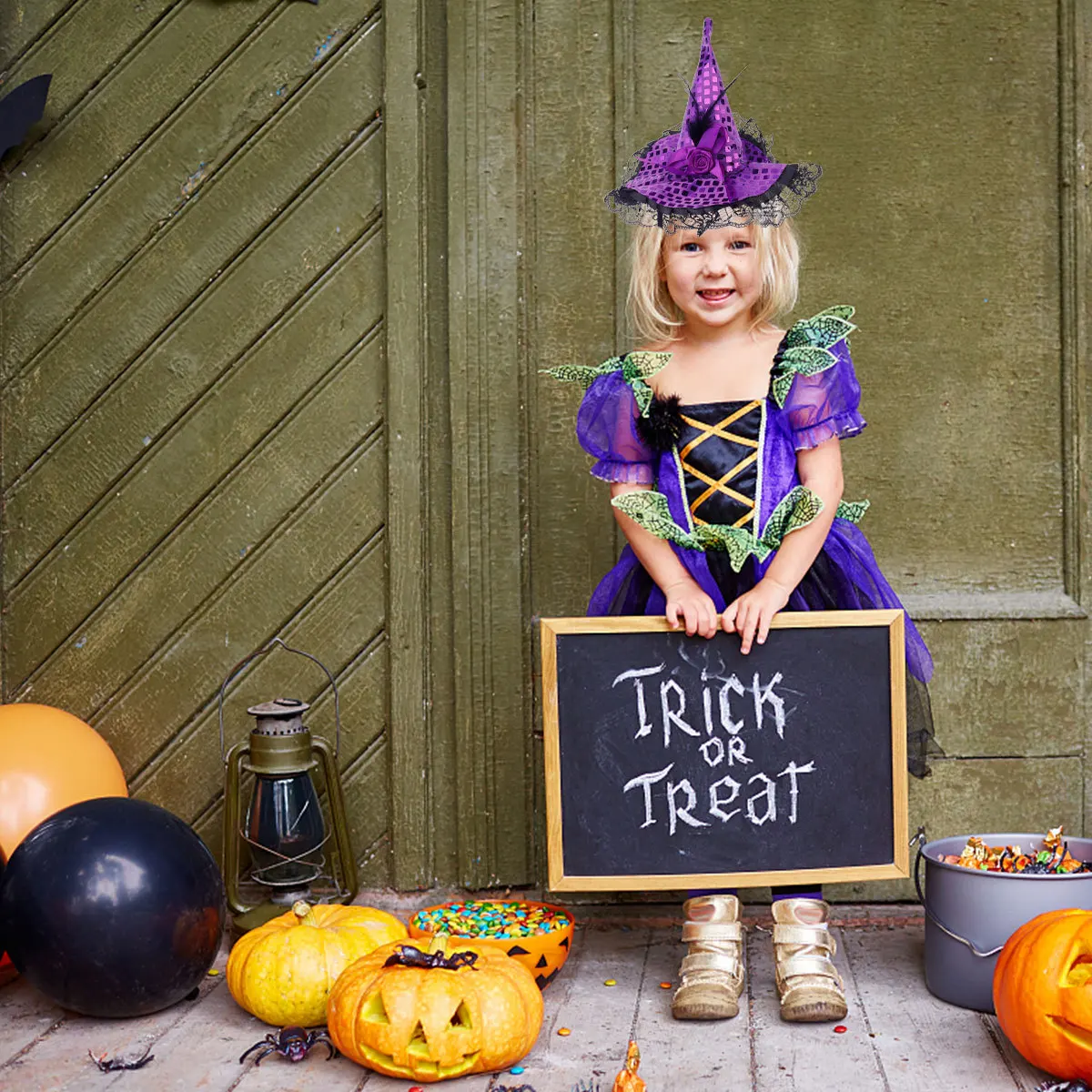 قبعة الساحرة أغطية الرأس لامعة الترتر هالوين زي ملحق للبالغين حفلة تنكرية تأثيري ديكور #2