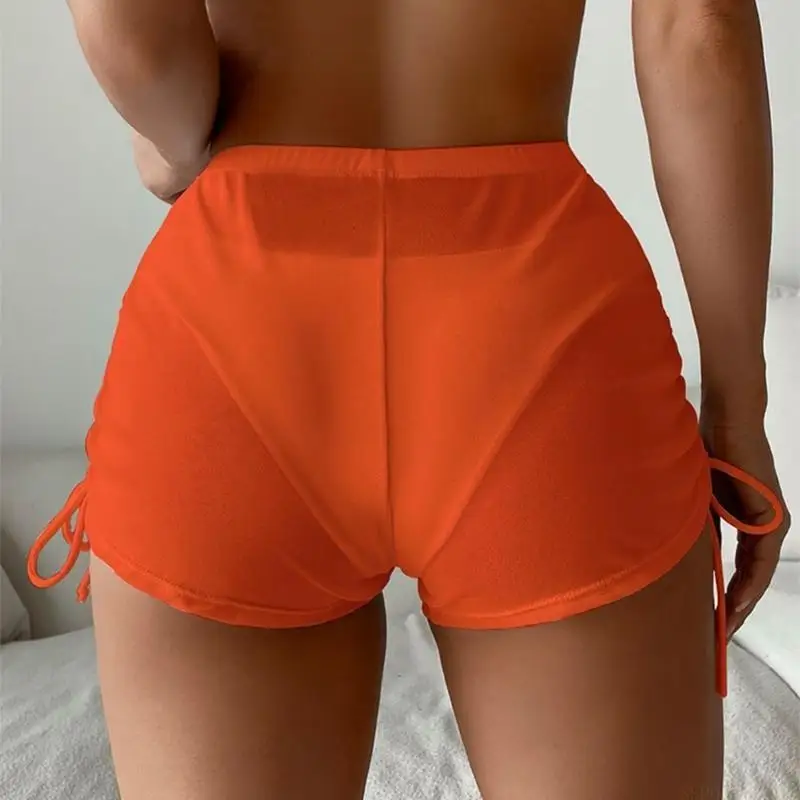 U2JB Women Highs Waist Bikinis Bottom Drawstring Swim Shorts Color Swimsuit Bottom Summer Bikinis Bottom Beachwears