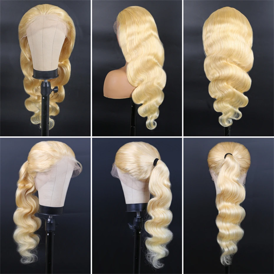 250% 300% High Density Bone Straight 13x4 13x6 HD Transparent Lace Front Human Hair Wigs For Women 613 Honey Blonde 360 Full Lace Wig Pre Plucked With Baby Hair