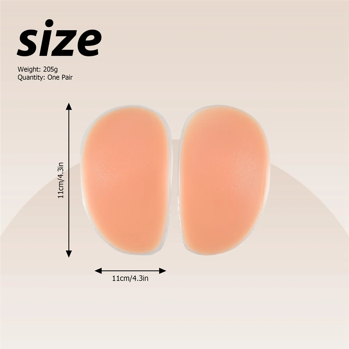 Almohadillas de silicona para mujer, potenciador de glúteos, color beige, Sexy
