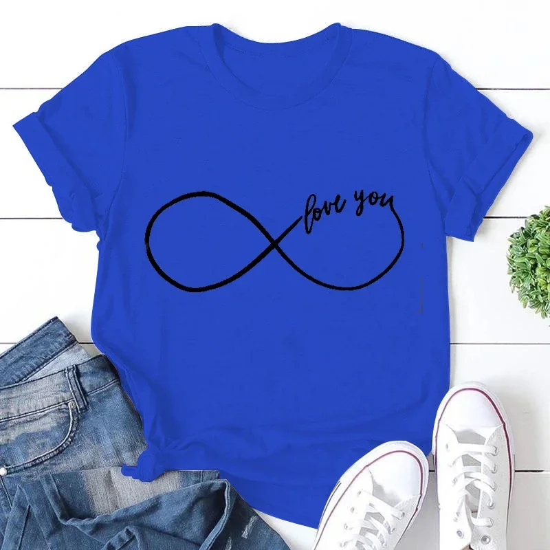 Grafische T-Shirts Voor Vrouwen Infinity Symbool Love You Grappige Mode Shirts Korte Mouw T-Shirts Voor Dames Zomer T-Shirt Streetwear