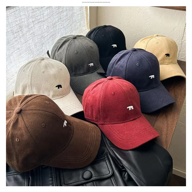 High quality polar bear baseball cap, enlarged deepened visor, big head circumference, small face, versatile peaked cap women