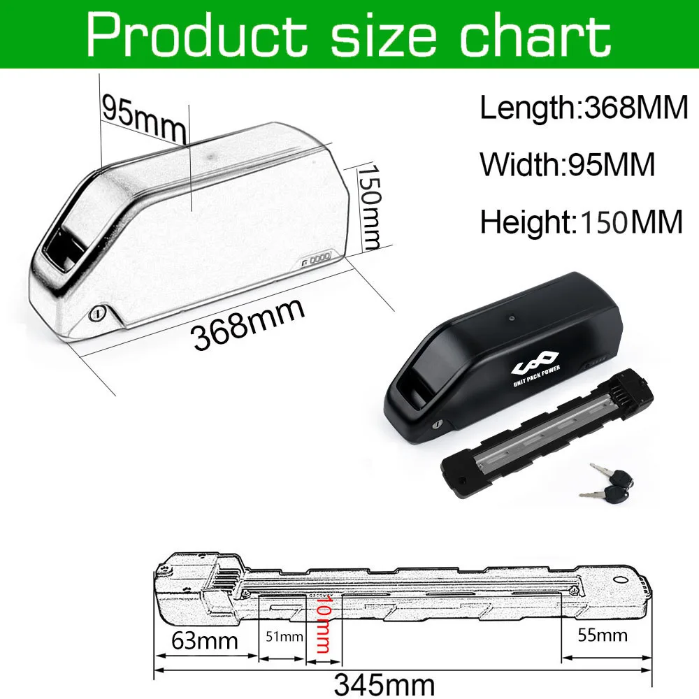 21700  EBike Battery Downtube Polly 72V 60V 52V 48V 24Ah 36V 27Ah 22.5Ah 14.4Ah Baterias for 2000W 1500W 1000W 750W 350W Motor