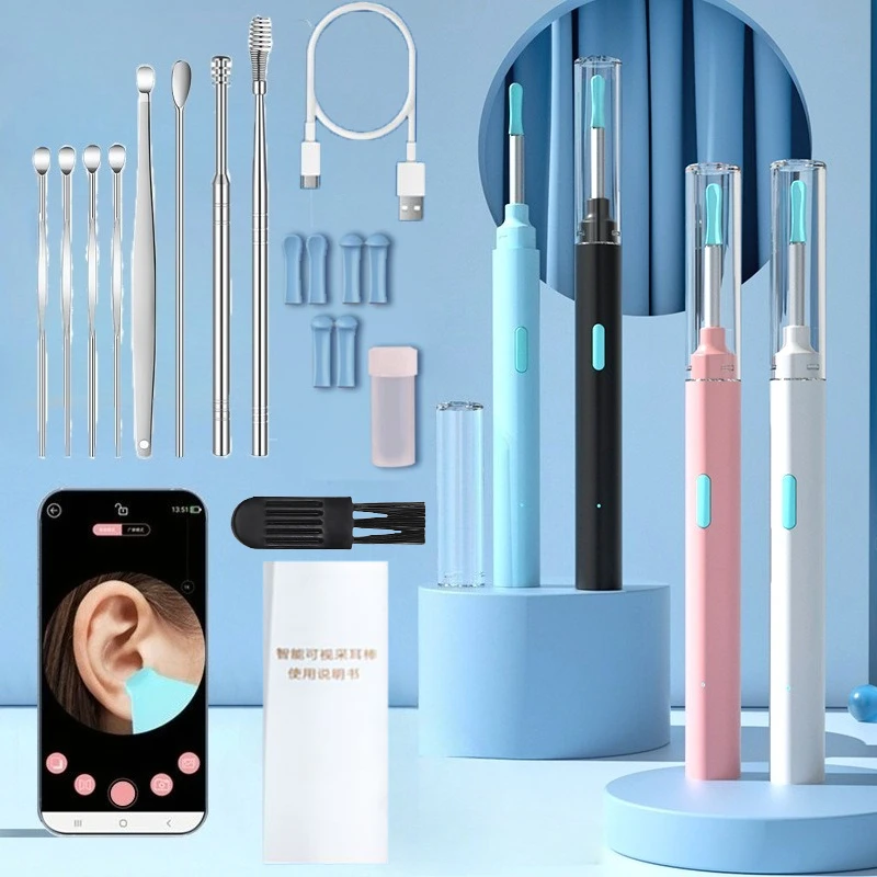 Limpiador de oídos con cámara, palillos para los oídos HD, otoscopio, endoscopio con carga USB, herramienta de eliminación de cera, juego de limpieza de oídos