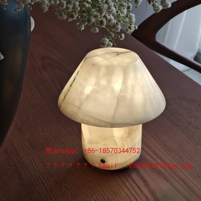Natural Marble Creative Bedside Lamp, Living Room Bedroom Desktop Decorative Lamp