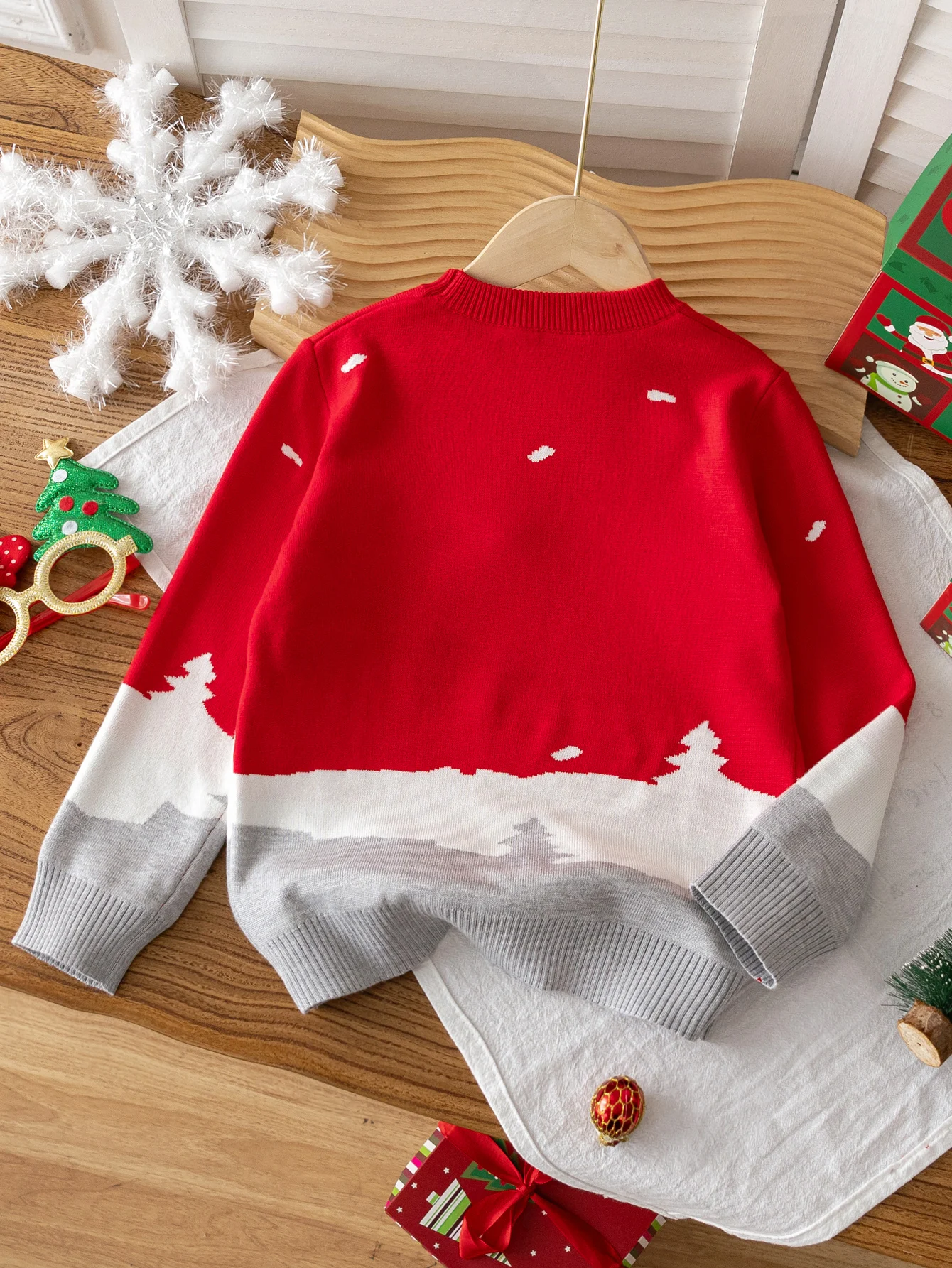 Girl Cute Style Christmas Deer Sweater Knitted Pullover Suitable for Holiday Leisure Spring Autumn Winter