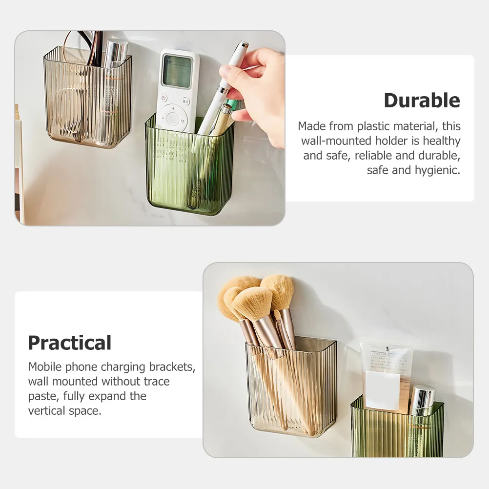 2Pcs Wall Mounted Remote Controller Organizer Storage Box Transparent Punch Free Holder for Home Bedroom Bathroom