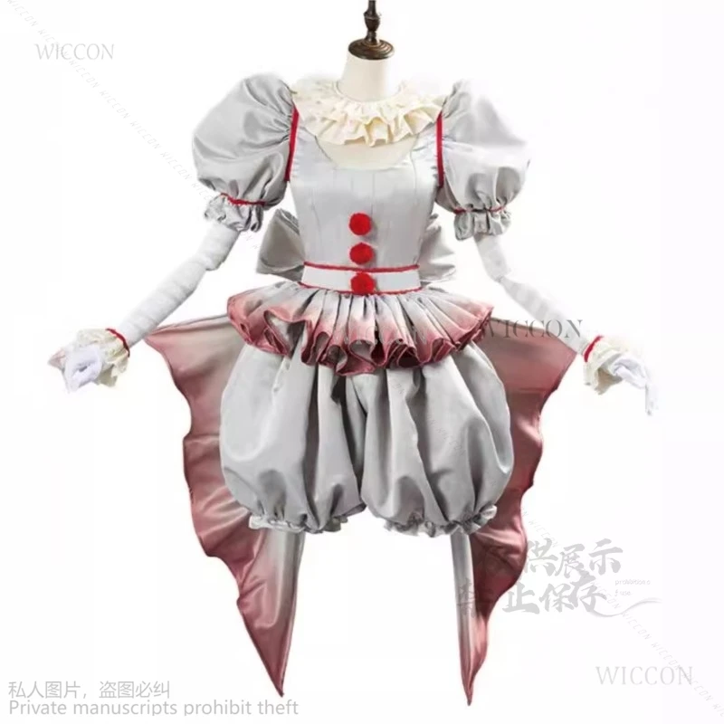 2024 New Anime Cos Clown Penny Halloween Girls Wise Horror Lolita Dress Up Women Fantasy Dress Carnival Party Full Set Cartoon