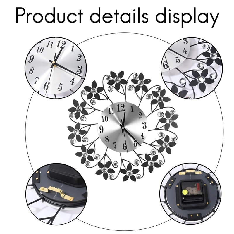 3D Wall Clock,Round Leaf Petals Metal Wall Clock, Dial With Arabic Numerals, Decorative Clock For Living Room, Bedroom, Office S