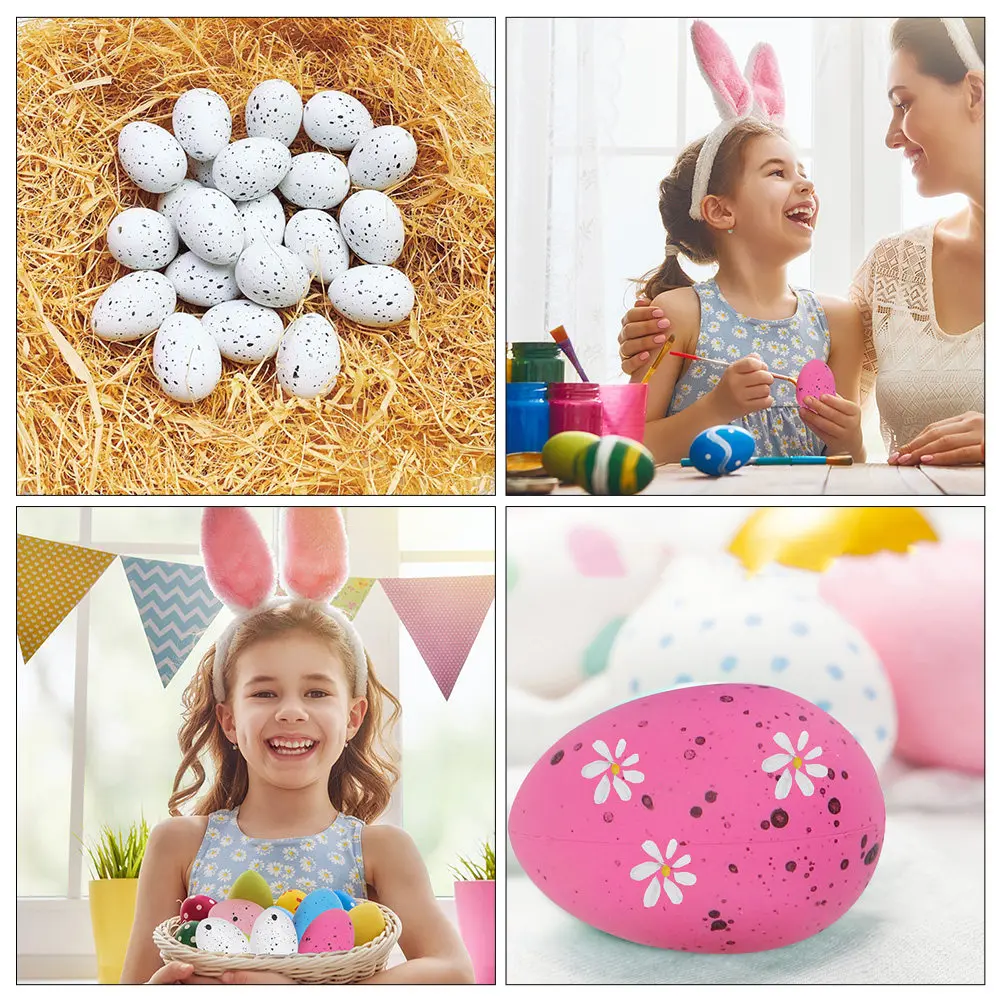 

100 шт. Декоративные игрушки-яйца для украшения, белые пластиковые яйца-заготовки, креативная имитация
