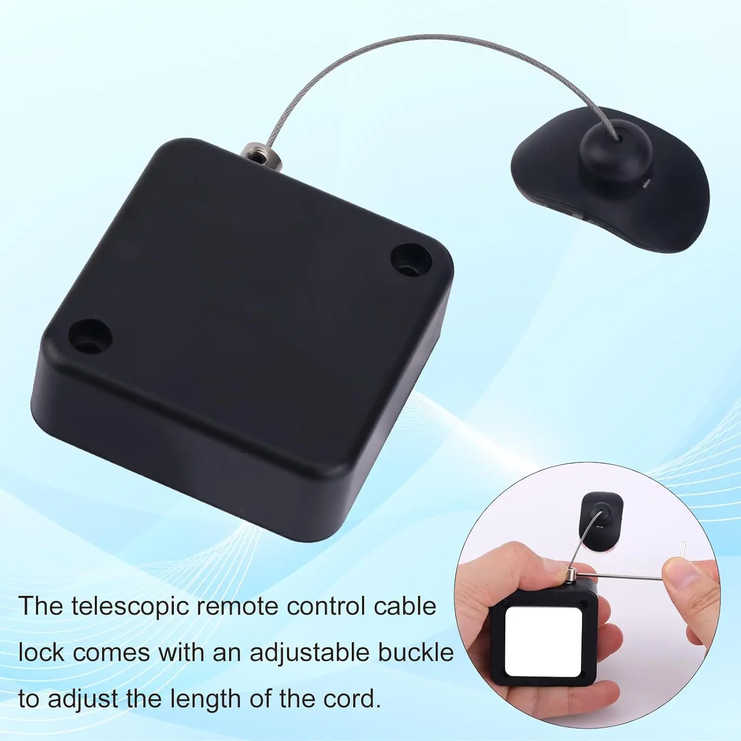 2 pces bloqueio de cabo remoto super resistente punch-livre retrátil controle remoto tethers 6.6ft/2m cabo de segurança cordão bloqueio