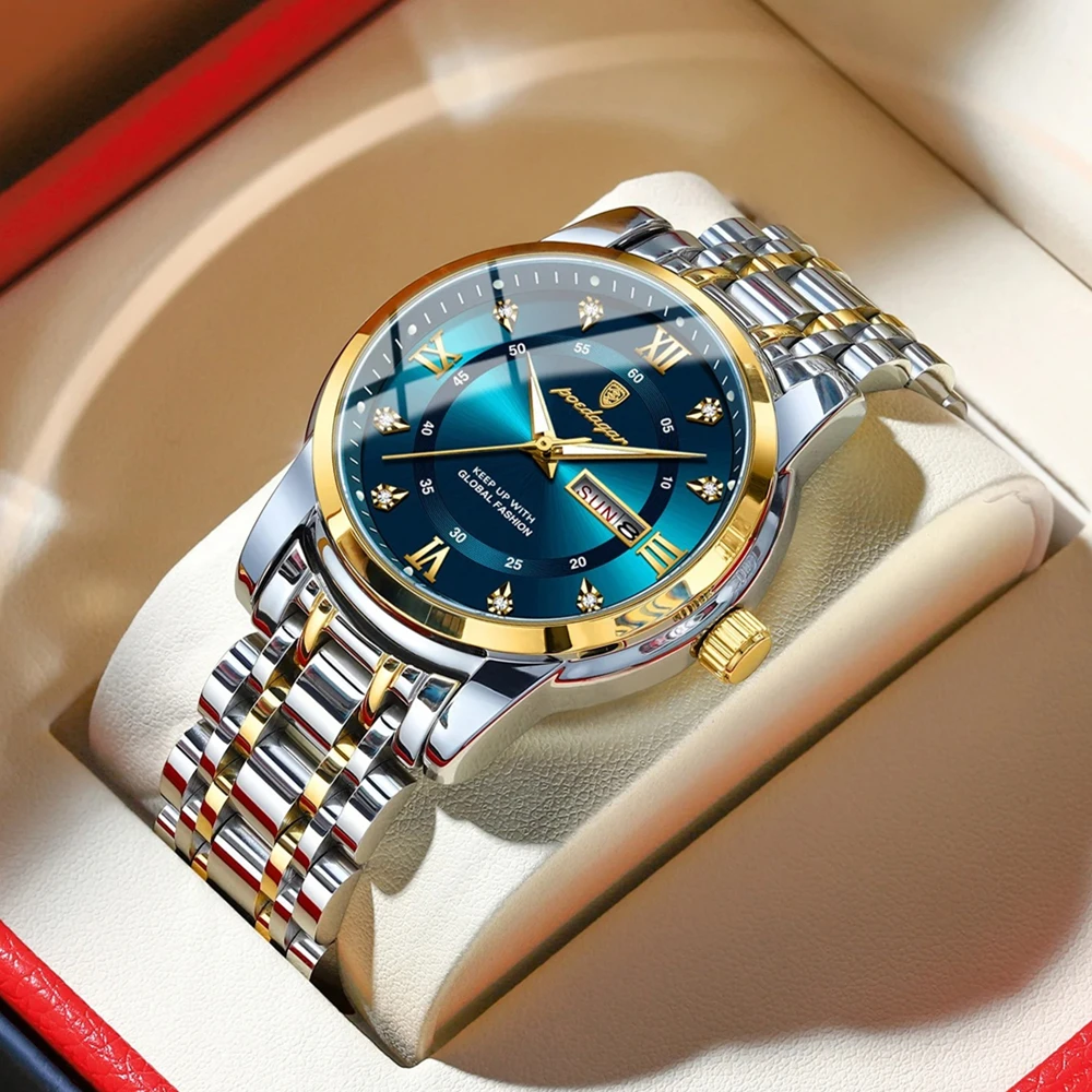 

Poedagar Casual Business Fashion Quartz Wristwatches Man Gold Clock Men Luxury Watch Automatic Watches Mens Relogios Masculinos