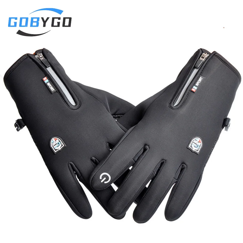 

GOBYGO 1Pair Ski Gloves Fleece Keep Warm Touch Screen Windproof Waterproof Adding Fleece Outdoor Cycling Anti-slip Gloves Unisex