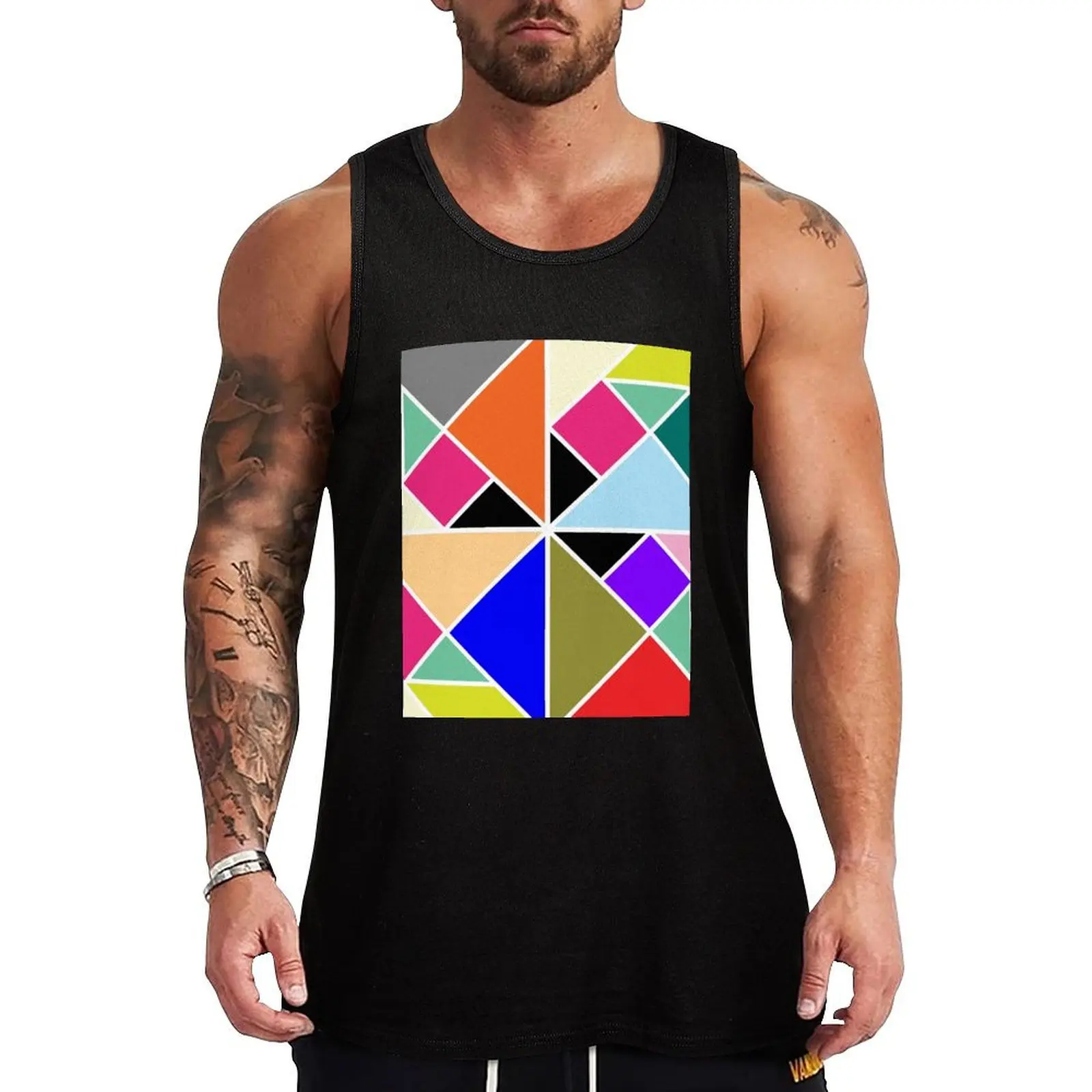

tangram seven piece puzzle repeat Tank Top Vacation Casual Tank Top Beach Sleeveless Loose Fit
