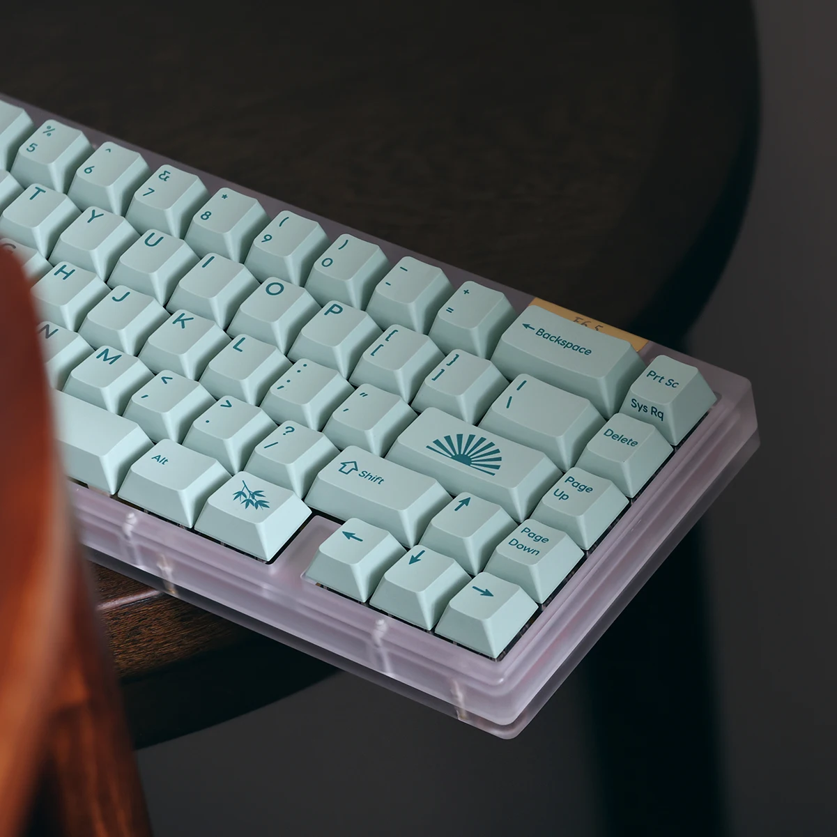 AlephKey Bamboo Mechanical Keyboard Green Keycaps Cherry Profile PBT Dye Sub 1.5mm Thickness