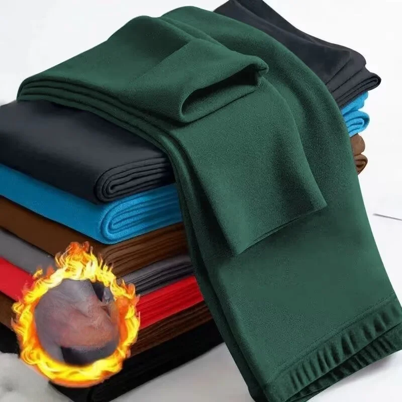 Men's Thermal Tight Pants Double-Sided Fleece Seamless Warmth Enhancing Mid-Waist Elastic Comfort for Autumn And Winter