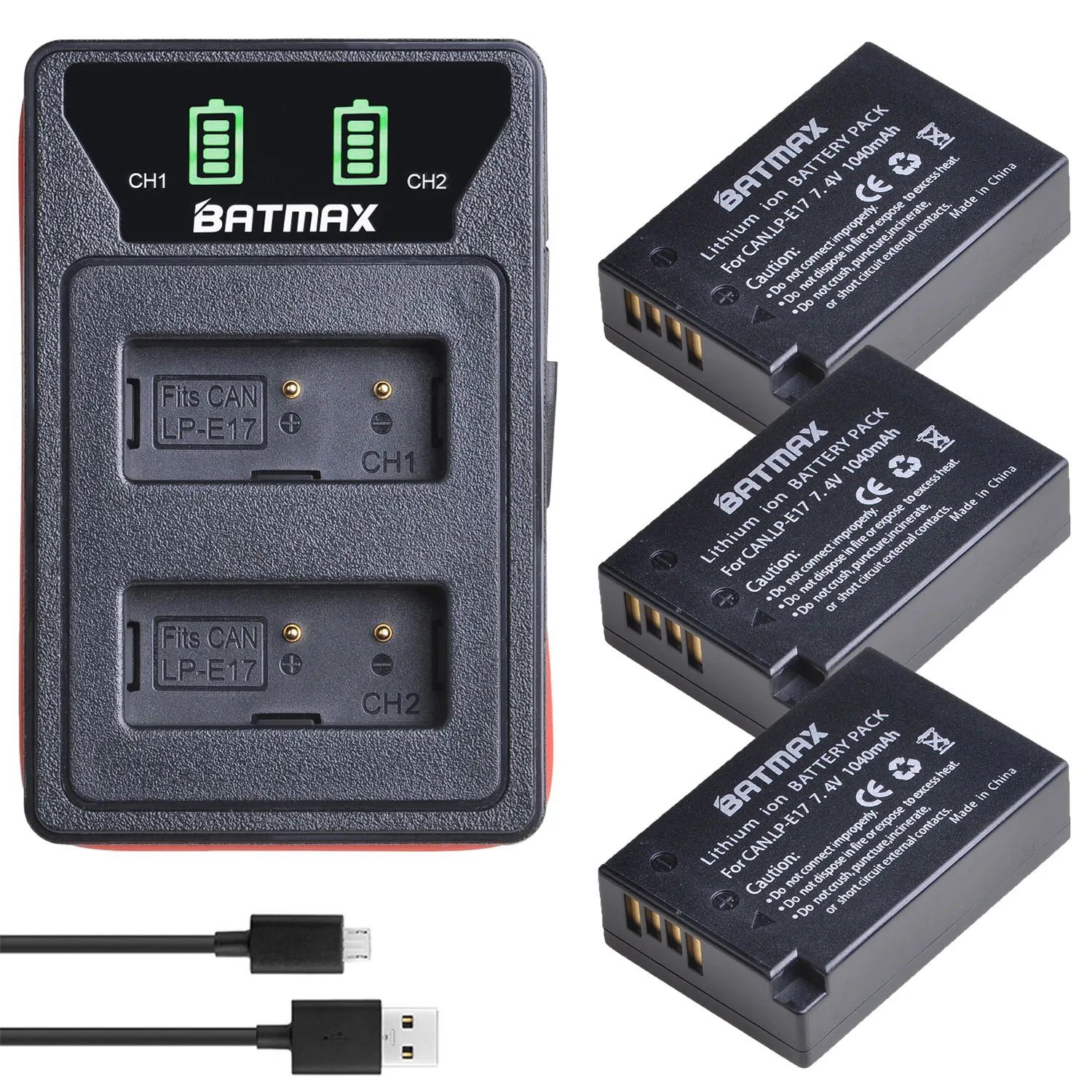 Batmax LP-E17 LPE17 LP E17 + podwójna ładowarka LED z portem typu C dla Canon EOS RP M5 M6 Rebel T6i T7i 750D 800D pocałunek X8i