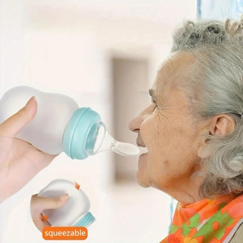 180ml Silicone Squeezeable Drinking Cup Non-Toxic Anti-Splash Essential Healthcare Aid for Elderly Spinal Cord Injury Patients
