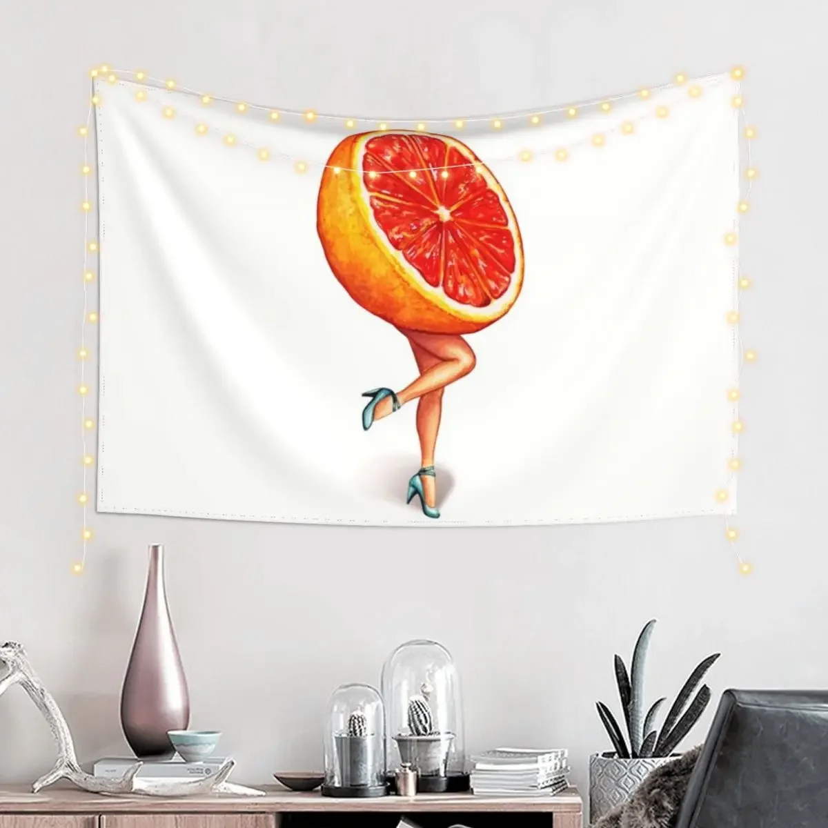 Fruit Stand - Grapefruit Girl Tapestry Korean Room Decor Aesthetic Decoration Wall Tapestries Japanese Room Decor Tapestry