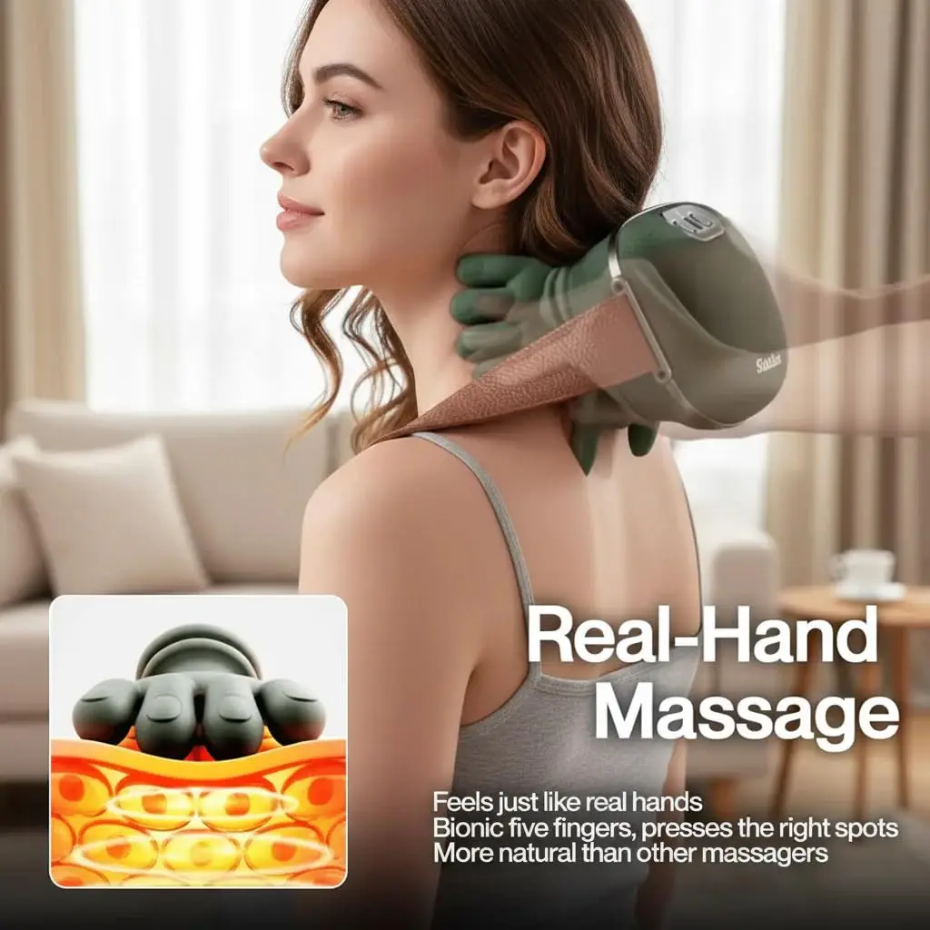 Neck Massager with Hands Real Hand Massager for Deep Tissue Pain Relief Portable Master Neck Massager for Neck & Shoulder
