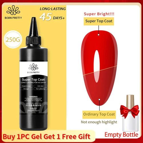 Imagen 1 del producto BORN PRETTY 250g Super Top Coat Gel Esmalte Base Gel Mate Top Coat Barniz semipermanente Soak Off Nail Art Gel funcional