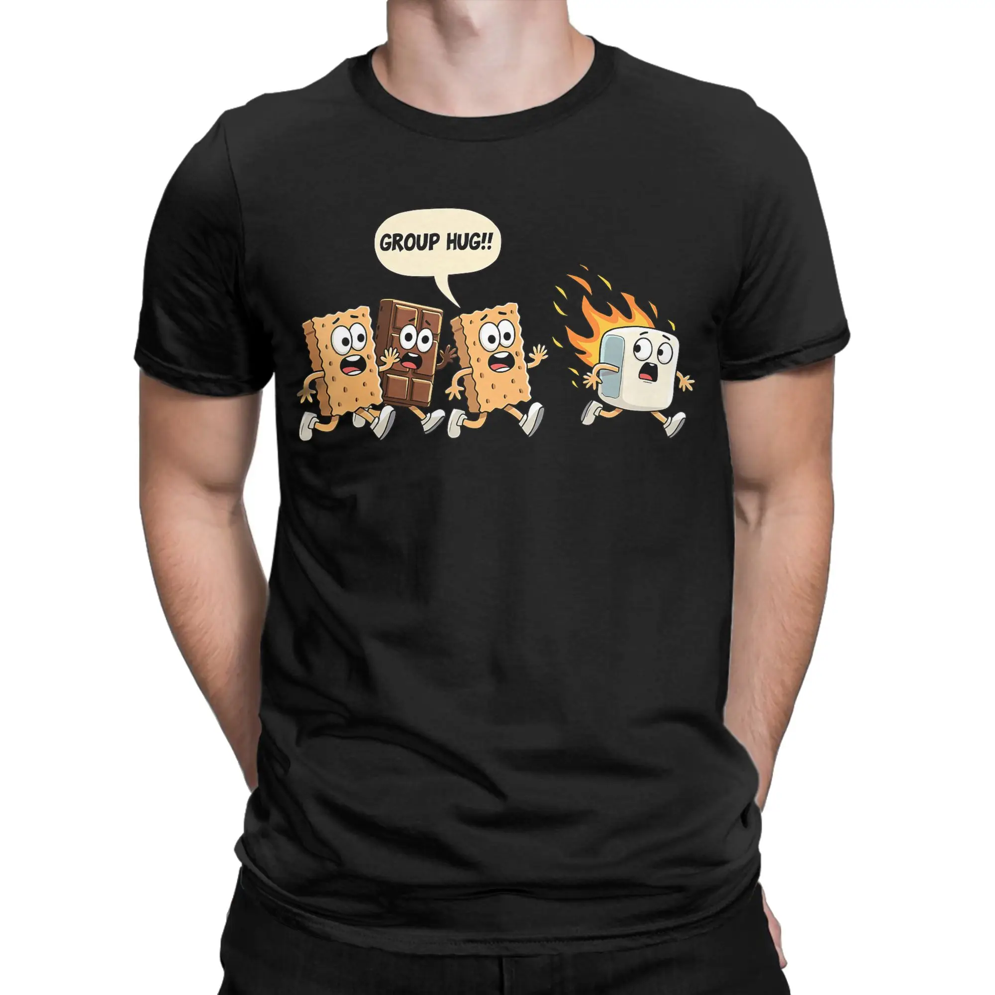 Group Hug Marshmallow Campfire Smores(1) T Shirt Summer  Cotton T-Shirts For Male Print Tee Shirt Short-Sleeved Vintage Tees