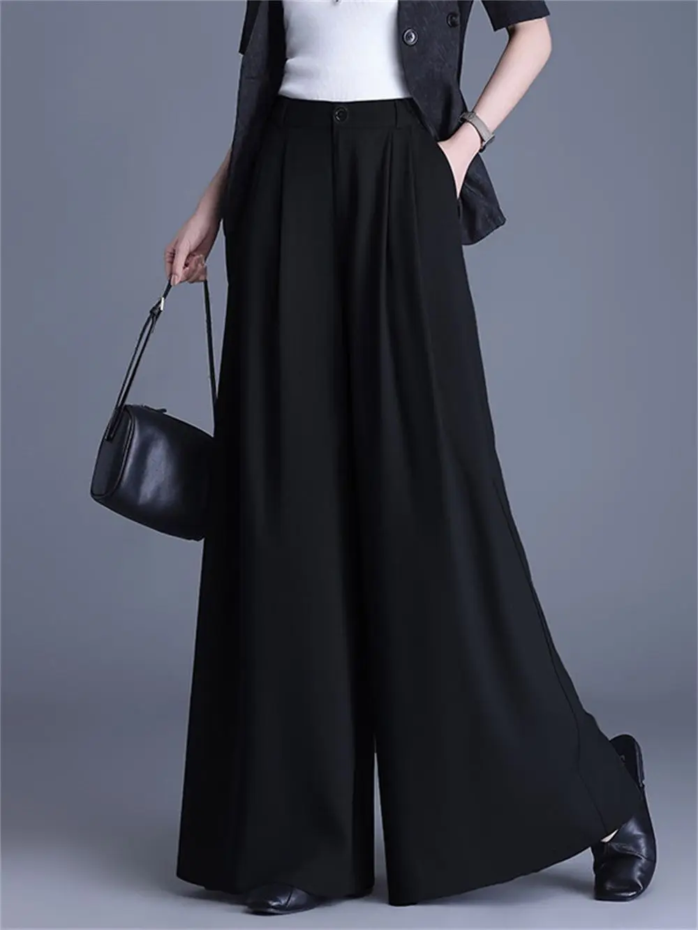 Premium drape wide-leg pants look thin and versatile 2026 spring and summer new high-waisted loose casual suit pants big pants