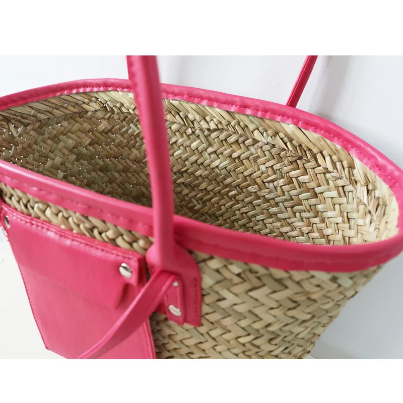 Bolso de playa de diseñador para mujer, bandolera de hombro tejida de mimbre, de lujo, informal, de gran capacidad, de ratán