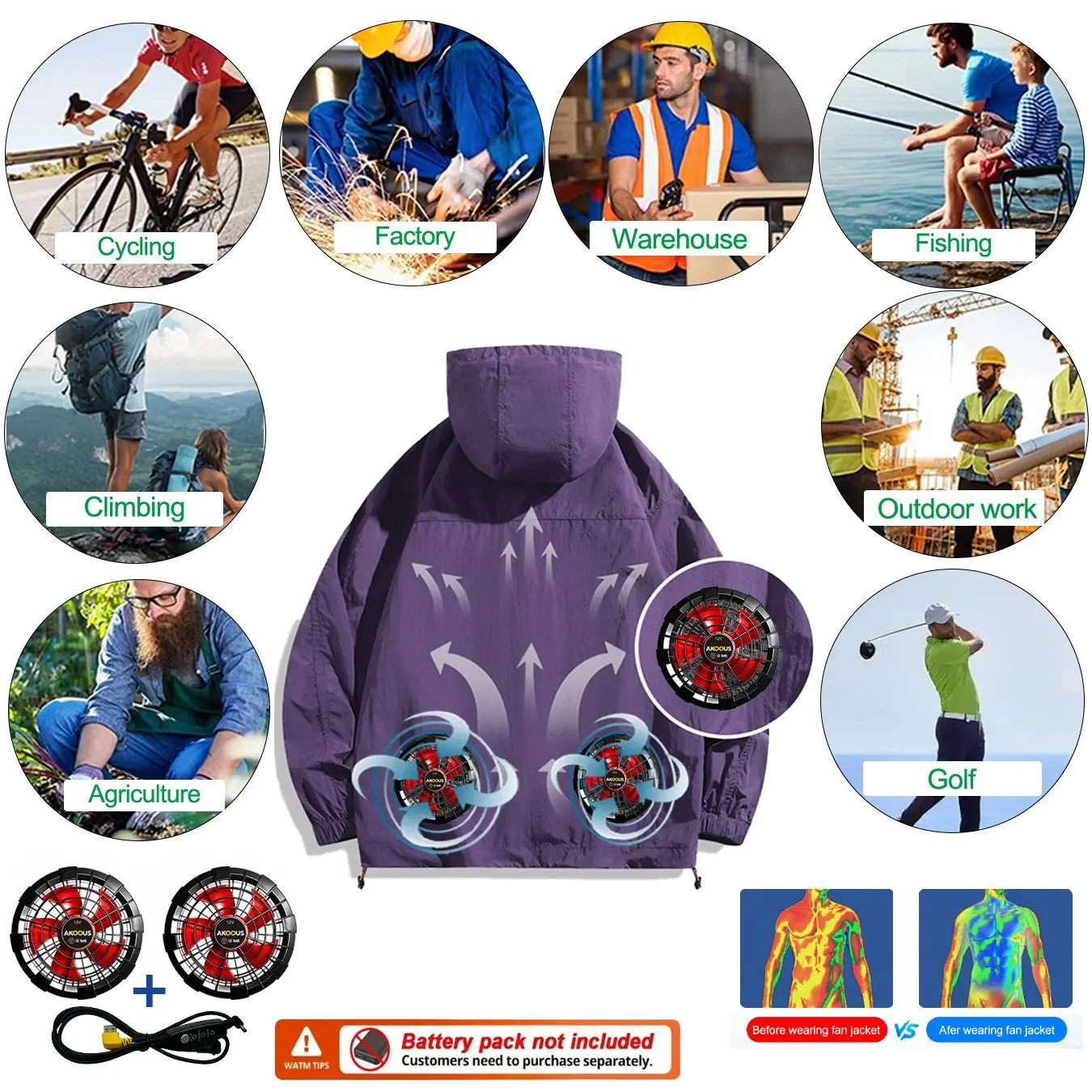 Summer Cooling Vest for Couples Ice Jacket Heat Resistant Fan Air Conditioner Clothes Breathable Outdoor Sleeveless Workwear