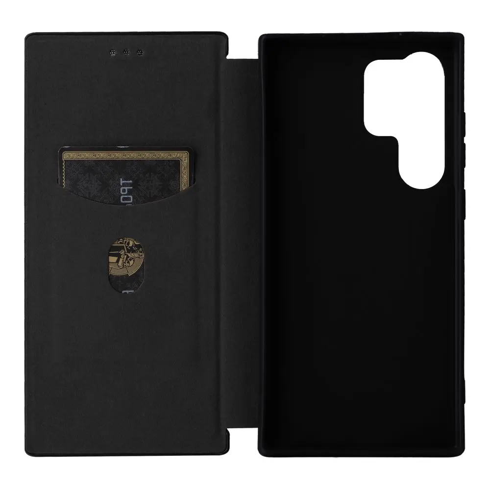 Magnetic Close Carbon Fibre Flip Cover Leather Wallet Case For Samsung Galaxy S24 Ultra S23 S22 S21 Plus S20FE S24FE S23FE S21FE