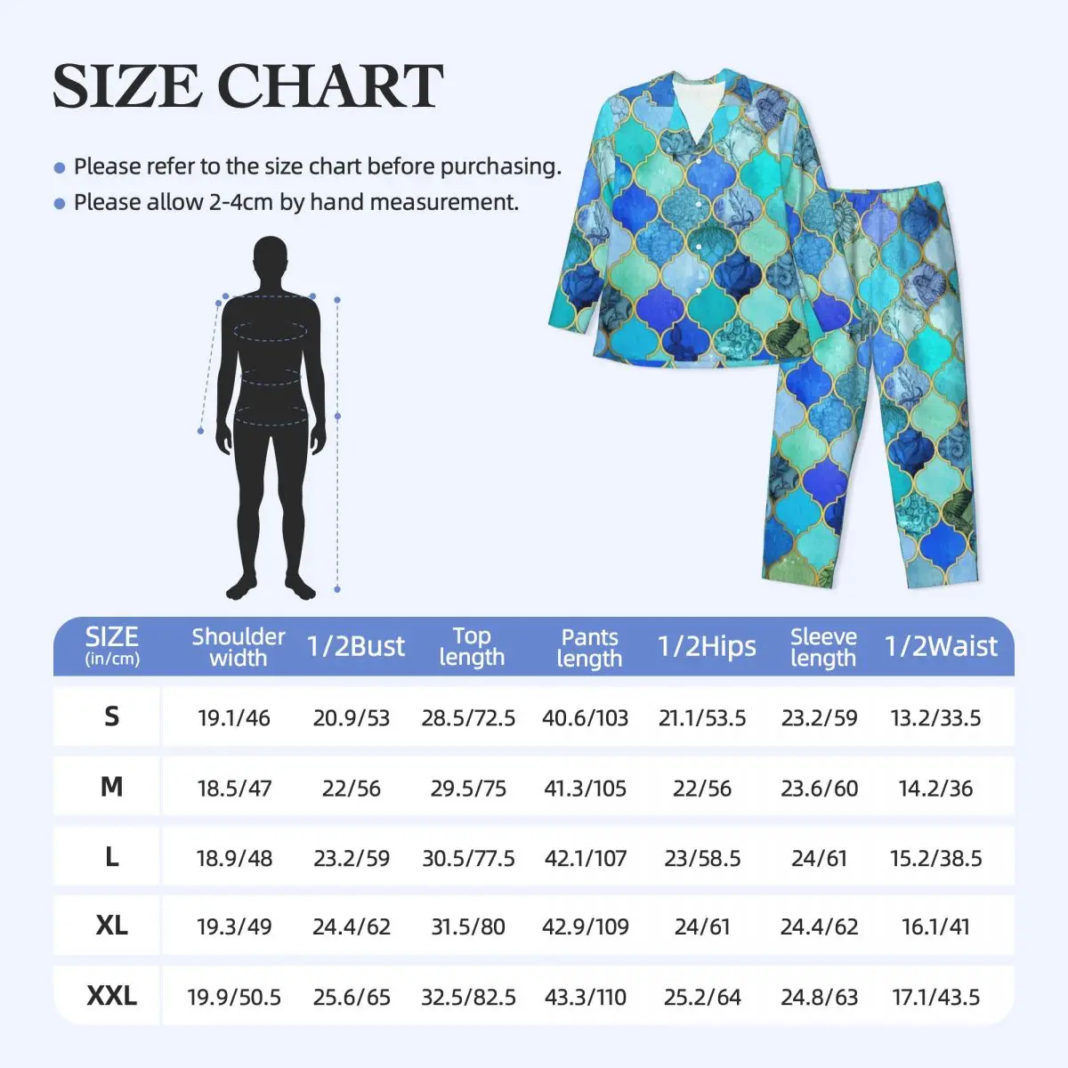 Retro Geo Print Pajama Set Spring Moroccan Tile Sleep Sleepwear Man 2 Pieces Aesthetic Oversize Custom Nightwear Birthday Gift