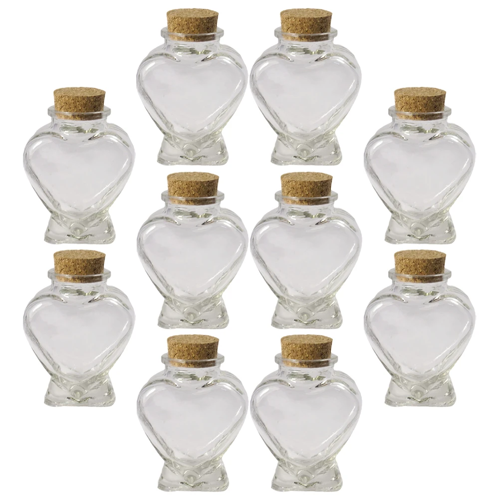 

10 Pcs Heart Shaped Glass Bottle Wishing Transparent Multifunctional Storage DIY Decorative Pendant Safe Material Finely