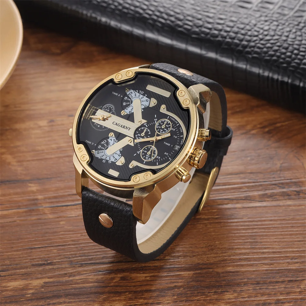 Cool Big Dial Watches for Men High Quality Watch Luxury Fashion Leather Strap Quartz Wristwatches Relogio Masculino Dropshipping