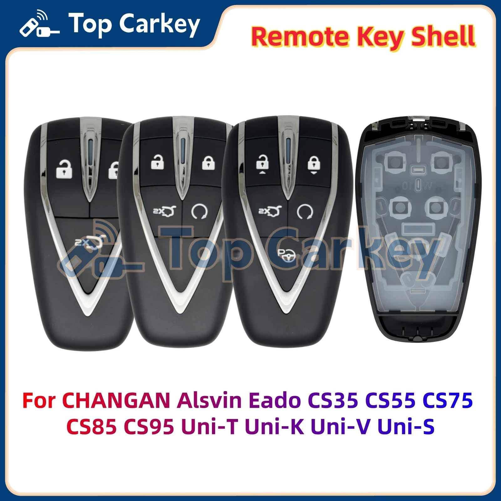 TopCarkey Replacement Smart Remote Key Shell Case for CHANGAN Alsvin Eado Uni-T Uni-V Uni-S CS35 CS55 CS75 Plus