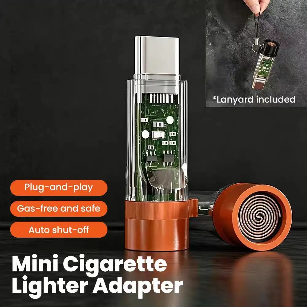Mini Portable USB C Lighter Windproof Outdoor Safe Adapter for iPhone Samsung Patio Garden Mosquito Coil Citronella Incense