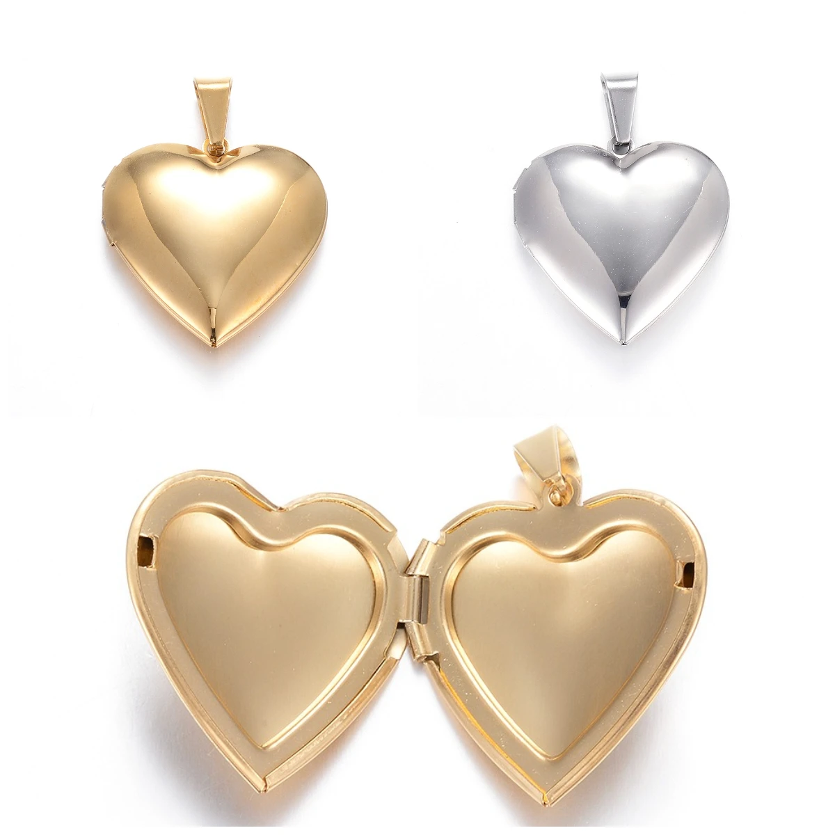 

10pcs Heart Locket Pendants 316 Stainless Steel Openable Photo Frame Necklace Pendants for Women Gifts 29x29x7mm Inner 21x20mm