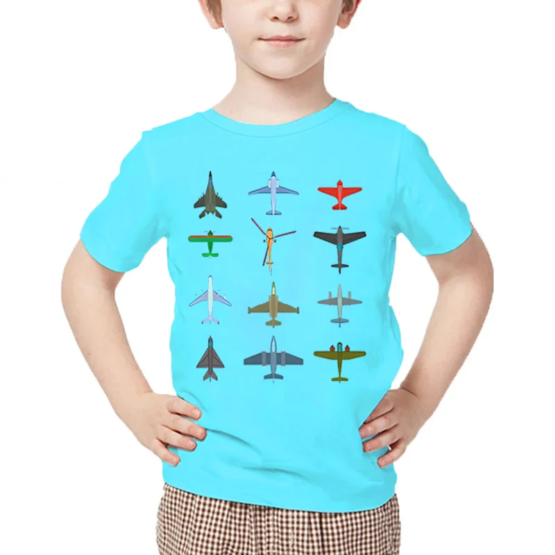 Colour Airplanes Print Baby Boys Summer T Shirt Cartoon Airplane T-shirt Girls Casual Short Sleeve Y2K Tops Kid Harajuku Tshirt