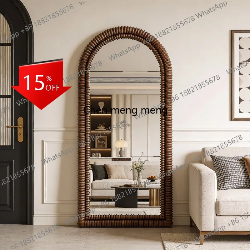 R134 American retro arched full-body mirror light luxury French bedroom medieval large floor-to-ceiling mirror wall-mounted cloa