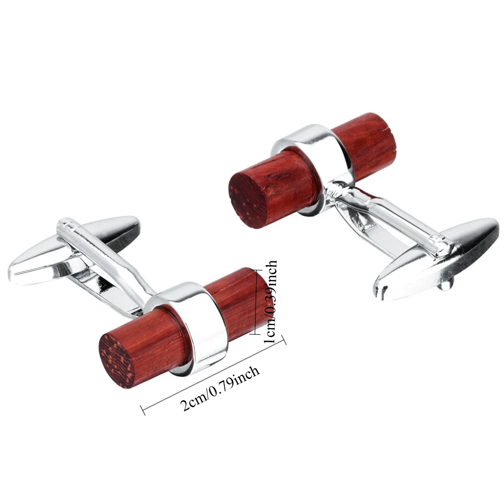 Redwood Metal Cufflinks Men's Business Dress Shirt Round Wooden Cuff Buckle Workplace Wedding Accessories