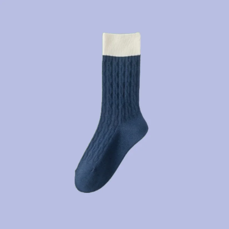 2/4 Paar Baumwoll socken All-Match gestapelte Socken Frühling und Herbst japanische Color block Kontrast farbe Retro 2024 Twisted Socken