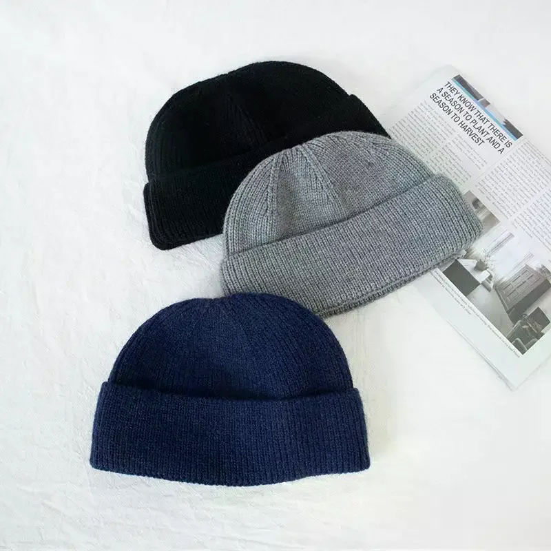 Unisex Solid Color Brimless Knitted Cap Warm Vintage Dome Hat Durable Casual Street Headwear for Winter Outdoor Sports Gifts