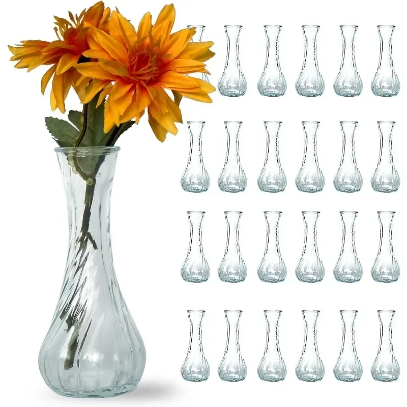 

Glass Bud Vases in Bulk Set of 24, Small Glass Vases for Flowers Mini Clear Bud for Centerpieces Vintage