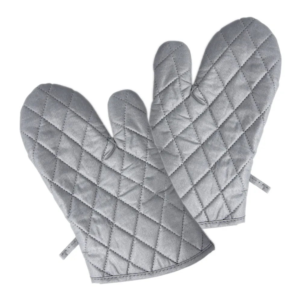1Pair Thickened Oven Gloves Microwave Safe Heat Cold Resistant Cooking Gloves Hanging Hole Design for Bakery Cake Shop Food