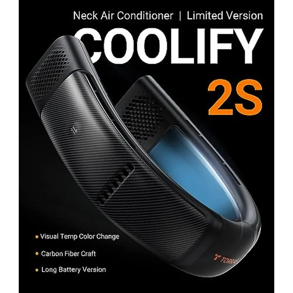 Portable Wearable Neck Fan Air Conditioner App Control 30 CFM Bluetooth Rechargeable Adjustable 18W Power Bank 360° Coolify