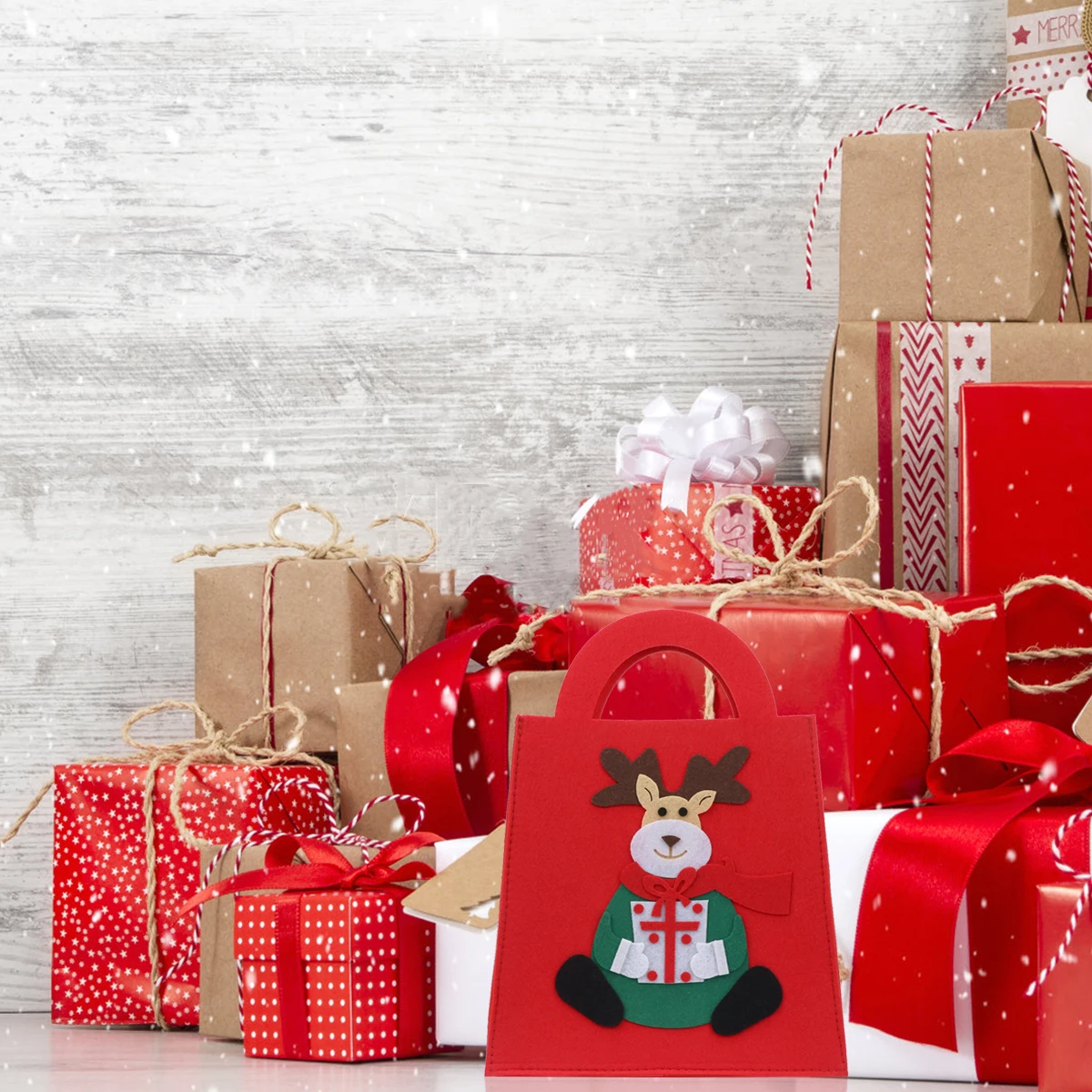 

Gift Bag Storage Pouch Xmas Candy Christmas Sugar Portable Presents Bags DIY Felt Cloth