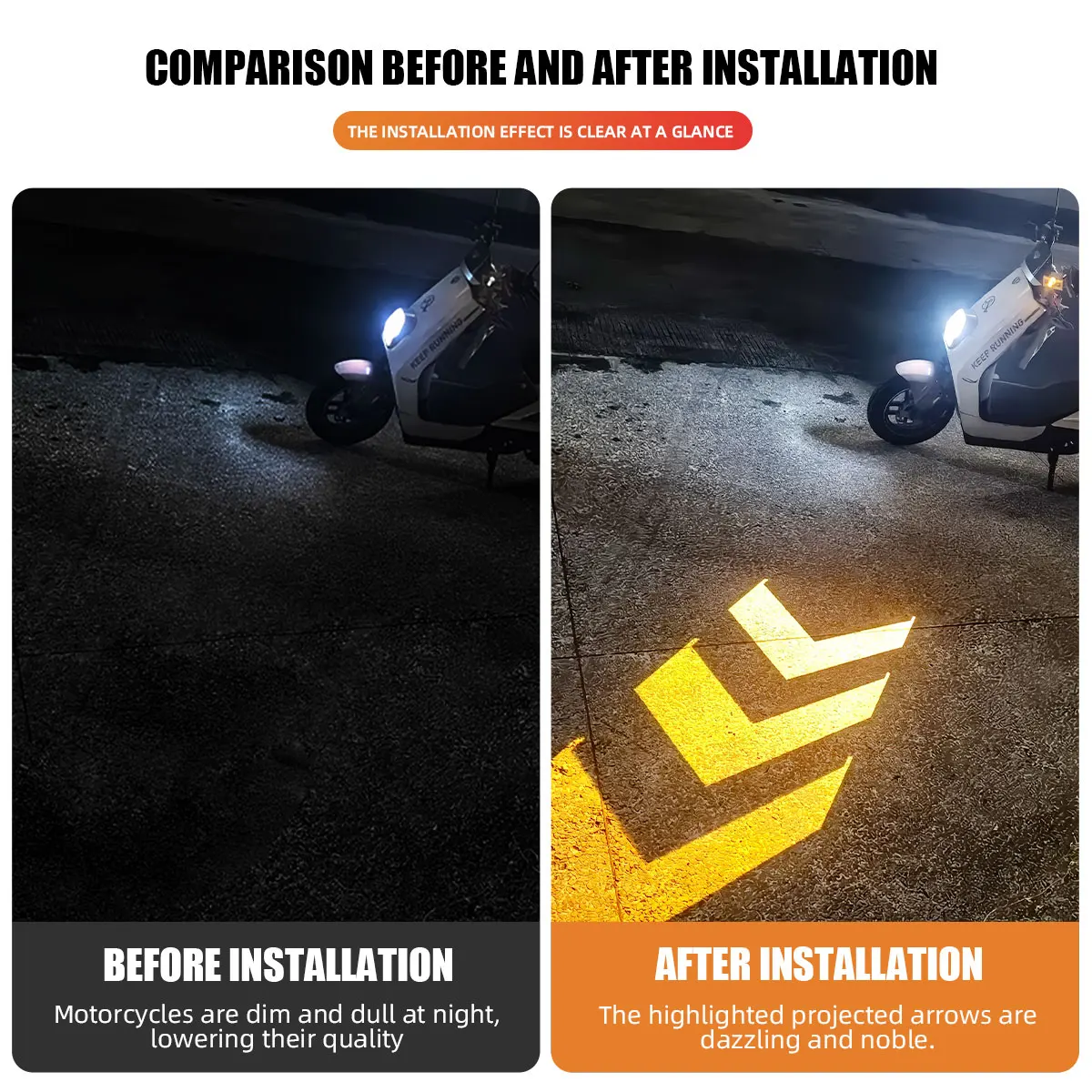 Motorcycle Projection Turn Signal Indicator Arrow Style Projection Side Lamp Universal Amber Blinker Lights Night Running Light