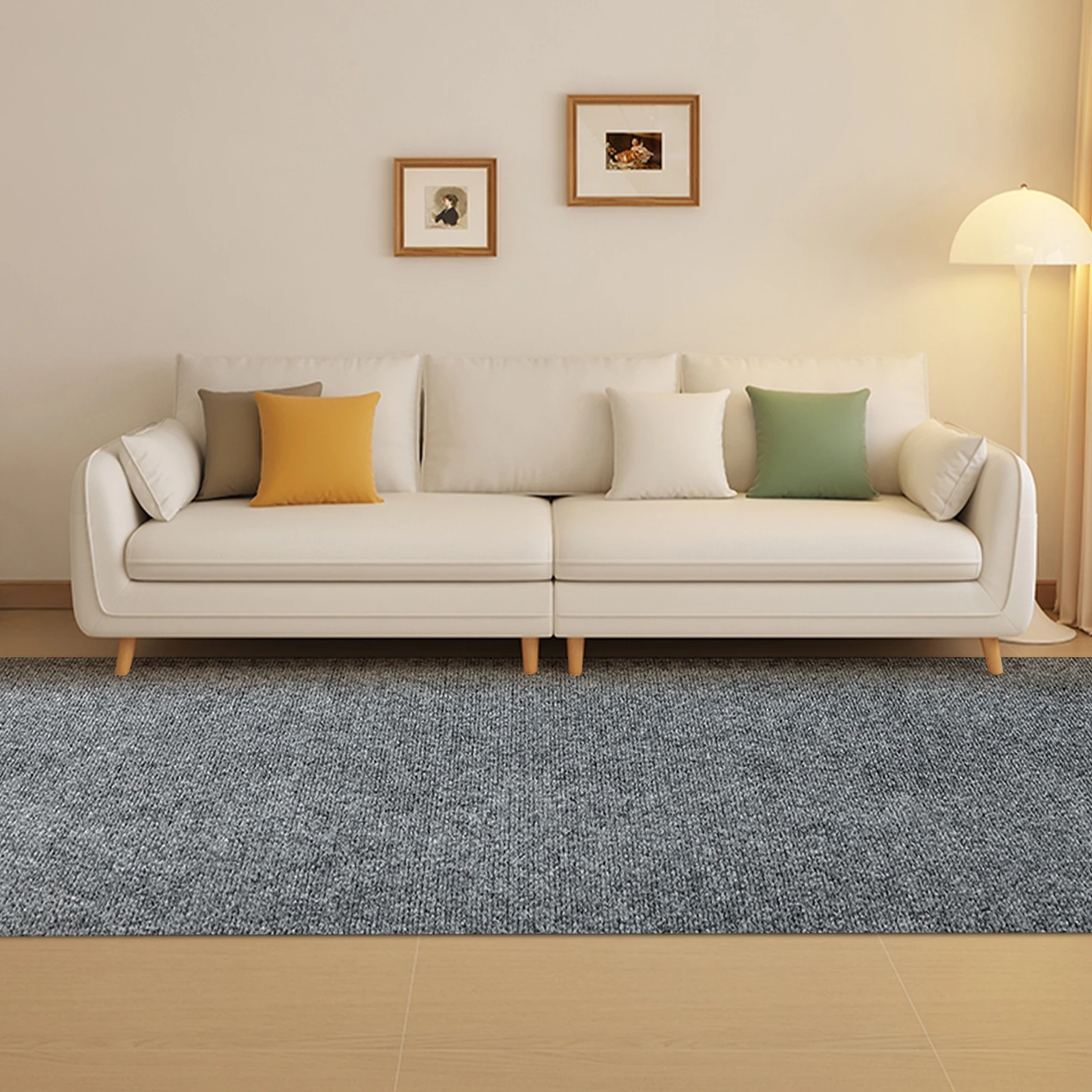 

Gray Striped Indoor/Outdoor Floor Mat(9.84x3.94ft)—Polyester+TPE(Water/Oil-Absorbent), Anti-Slip Bottom Free Cutting(No Fraying)