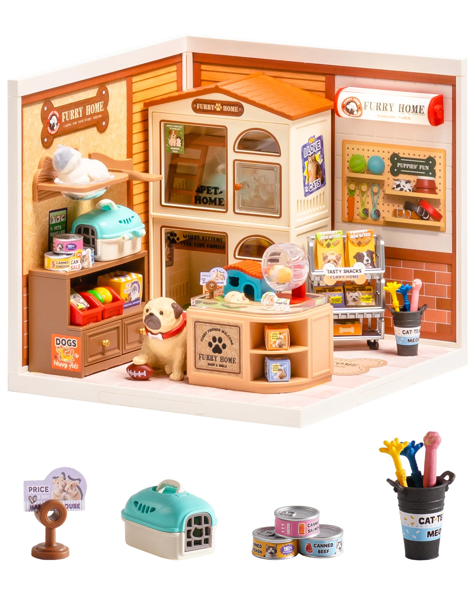 

ROBOTIME Rolife Super Creator Series Furry Friends’ Home Miniature DollHouse Relaxing Craft Unique Birthday Gift for Women Girls