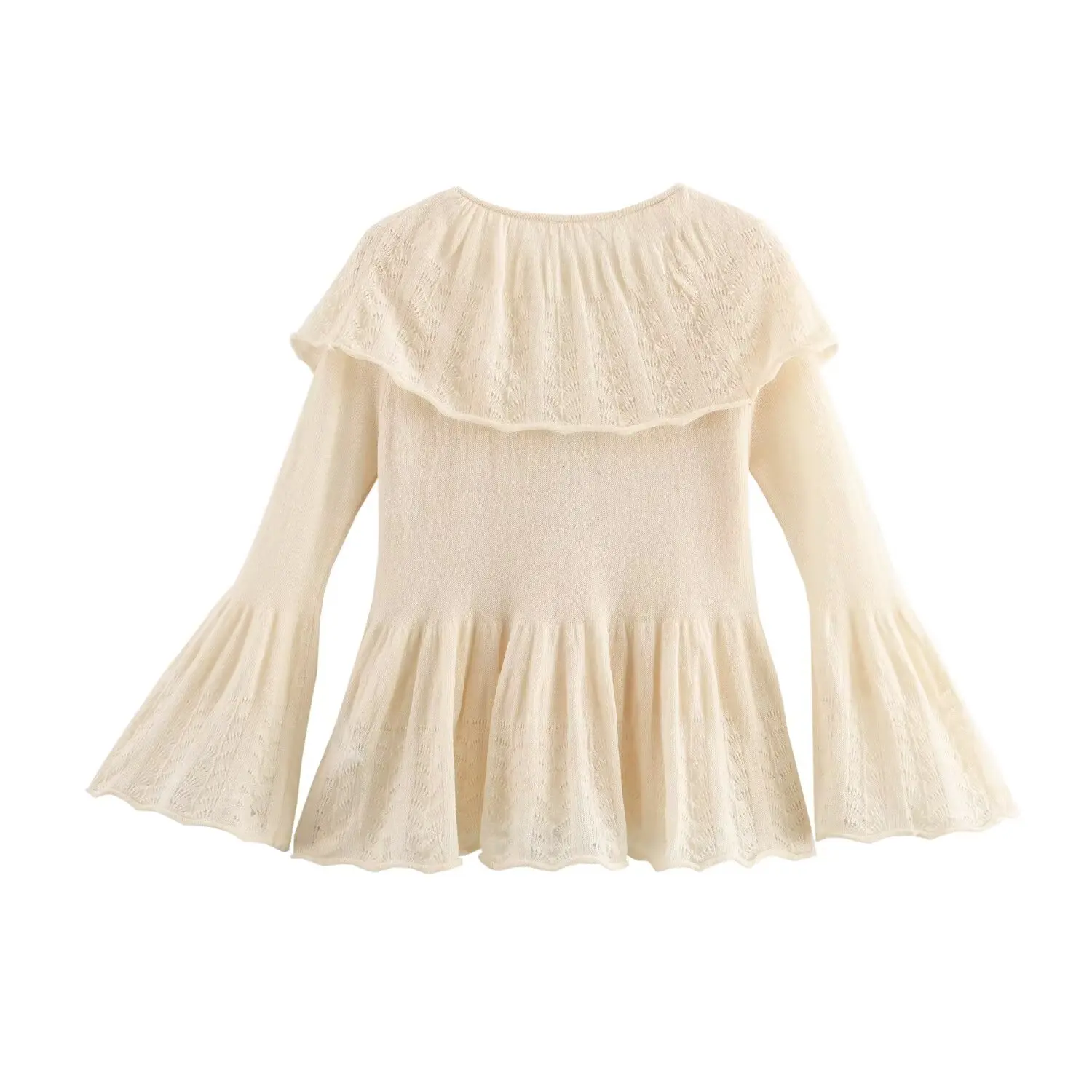 Faionable الطبقات الزخرفية تريكو ربيع جديد وصول المرأة irt سليم صالح جرس Sve V-Ne سترة ألياف البوليستر